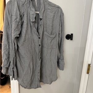 Free People Charcoal Button Down Shirt